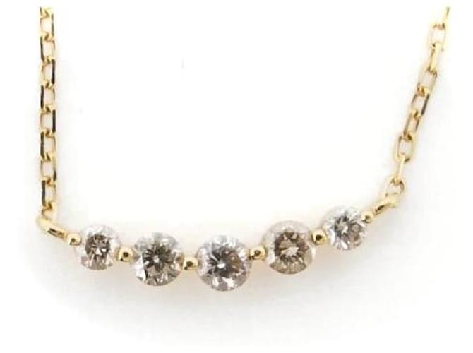 & Other Stories Pre-owned K18YG Yellow Gold Diamond Necklace in Great Condition Golden Metal  ref.1436326