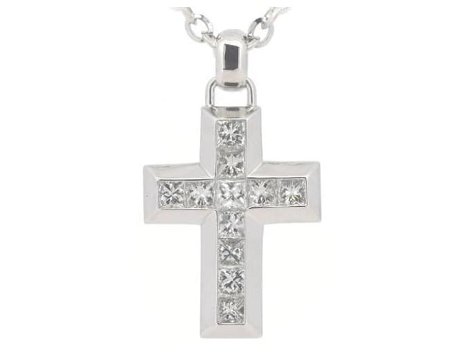 Autres bijoux & Other Stories Vandome Aoyama 0.55Collier Croix Diamant ct, K18 L'Or Blanc pour Femme, Pré-aimé en très bon état Argenté  ref.1436378