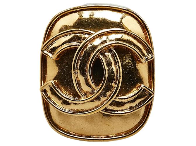 Chanel Vintage Coco Mark Brosche vergoldet in Sehr Gutem Zustand Golden Metall  ref.1436470