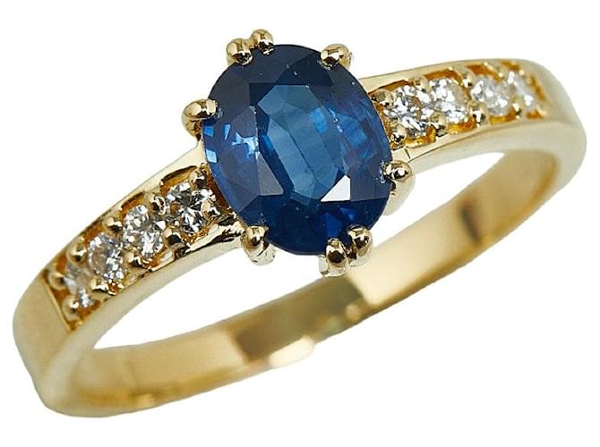 & Other Stories K18YG Yellow Gold Sapphire 1.11ct Diamond 0.13ct Ring in Great Condition Golden Metal  ref.1436476