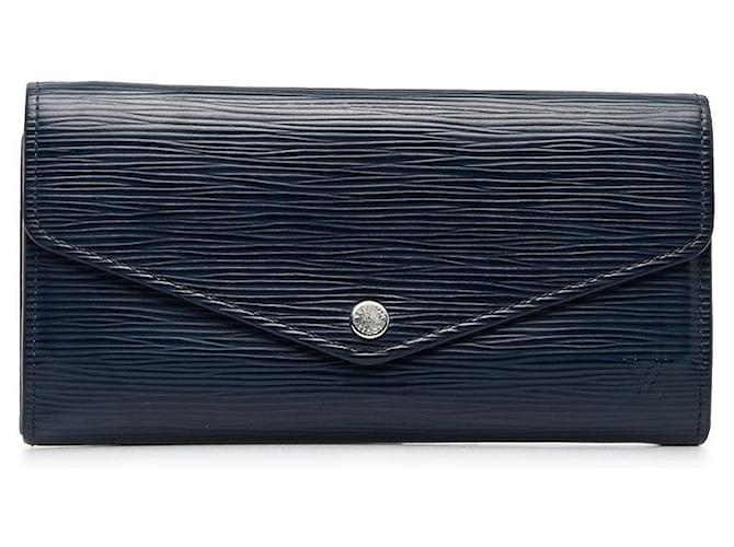 Carteira longa Sarah em couro Epi Louis Vuitton M60585 em muito bom estado Azul  ref.1436487