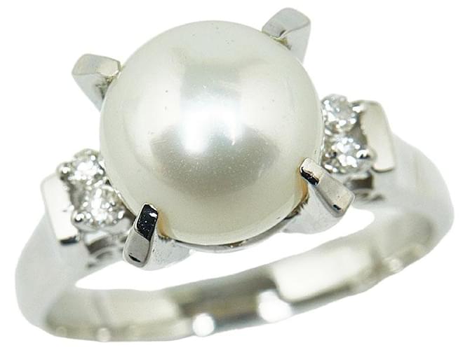 & Other Stories Pt900 Platinum Akoya Pearl 9.5mm Diamond 0.08ct Ring in Excellent Condition Silvery Metal  ref.1436514