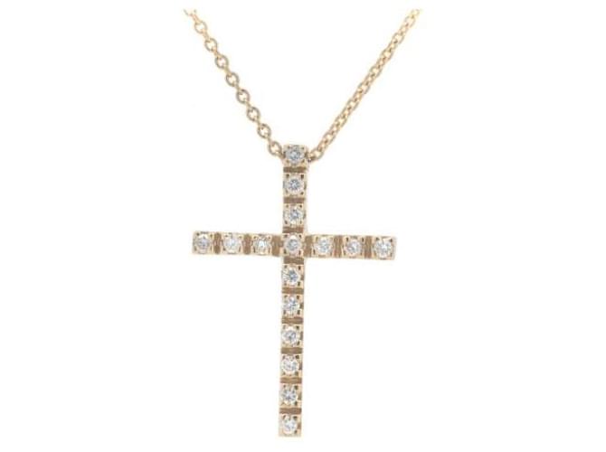 & Other Stories Pre-owned K18YG Diamond Cross Necklace 0.16ct in Great Condition Golden Metal  ref.1436549