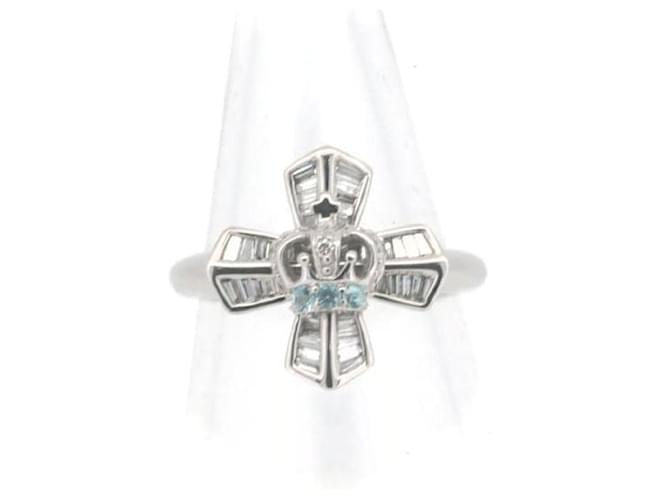 & Other Stories K18WG Tourmaline Diamond Ring 11 Cross Motif in Great Condition White Metal  ref.1436572