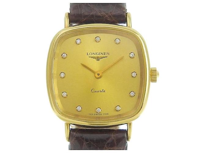 Longines 12P Diamond Women's Quartz Wristwatch, K18 Yellow Gold/Leather, Gold, [Used] in Great Condition Golden  ref.1436588