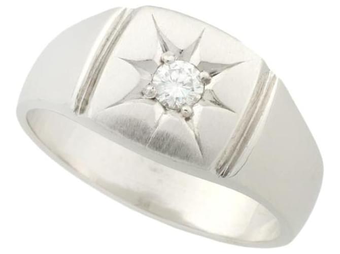 Autres bijoux & Other Stories Platine pour hommes Pt900 Bague tampon avec 0.18CT Diamond, size 22.5, en argent en excellent état Argenté  ref.1436593