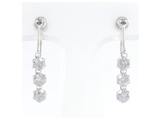 Autres bijoux & Other Stories Boucles d'oreilles en diamant en platine PT900 0,5×2 1,7g en excellent état Argenté  ref.1436661