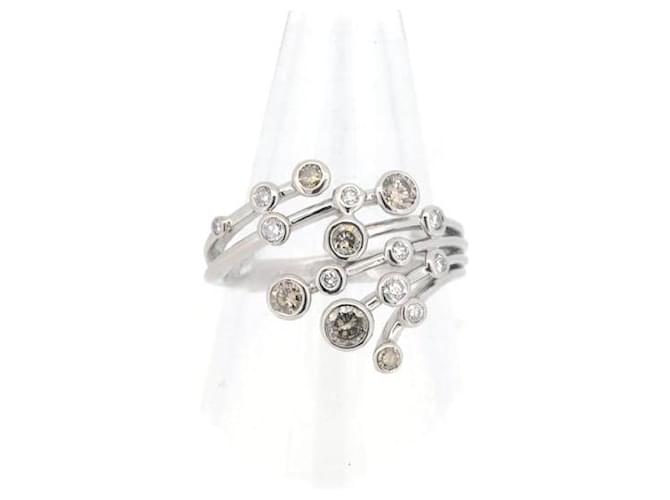 & Other Stories Anello con bezello in diamante K18WG 0,50ct 0,23ct Taglia 17 in ottime condizioni Argento  ref.1436723