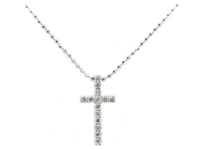 & Other Stories Colar de diamante Vendome Aoyama Cross 0,12ct K18WG em ótimo estado Branco Metal  ref.1436726