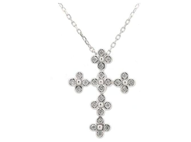 & Other Stories Collier en diamant Vendome Aoyama 0,14 ct Croix K18WG Or blanc en excellent état Métal  ref.1436739