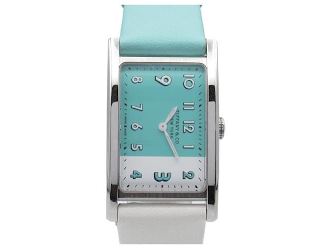 Tiffany & Co  TIFFANY & CO Montre-bracelet pour femmes en acier inoxydable et bracelet en cuir East West 63520071 Métal Autre 6.3520071E7 en excellent état  ref.1436770