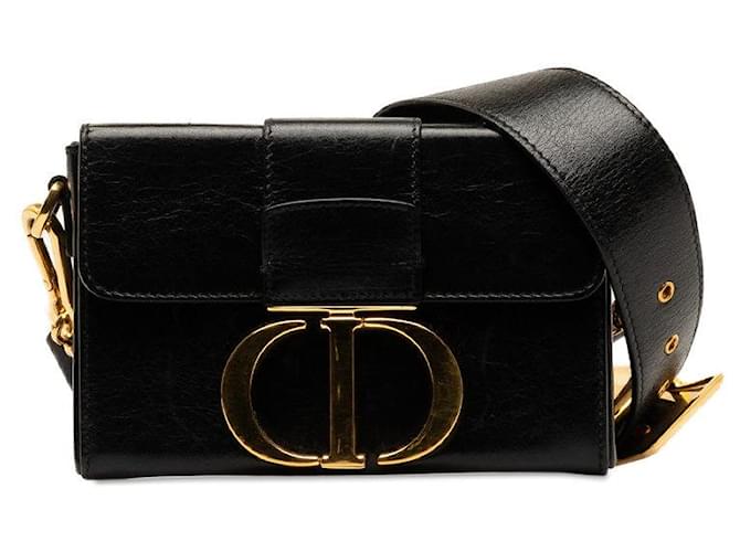 Dior 30 Montaigne Box Bag aus schwarzem und goldenem Kalbsleder in sehr gutem Zustand  ref.1436841