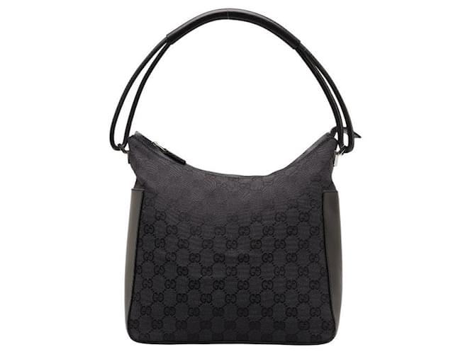 Bolsa de ombro de lona GG de couro Gucci 0013766 em boas condições Preto  ref.1436843