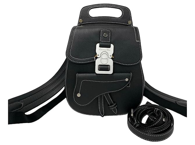 Dior Leder Gallop Rucksack Leder Umhängetasche in ausgezeichnetem Zustand Schwarz  ref.1436943