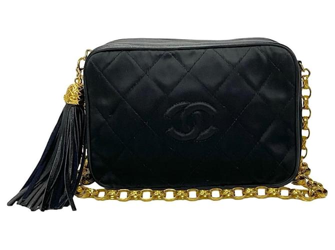 Chanel Matelasse Coco Tassel Shoulder Bag Canvas Shoulder Bag 42305 in Very Good Condition Black Cloth  ref.1436963