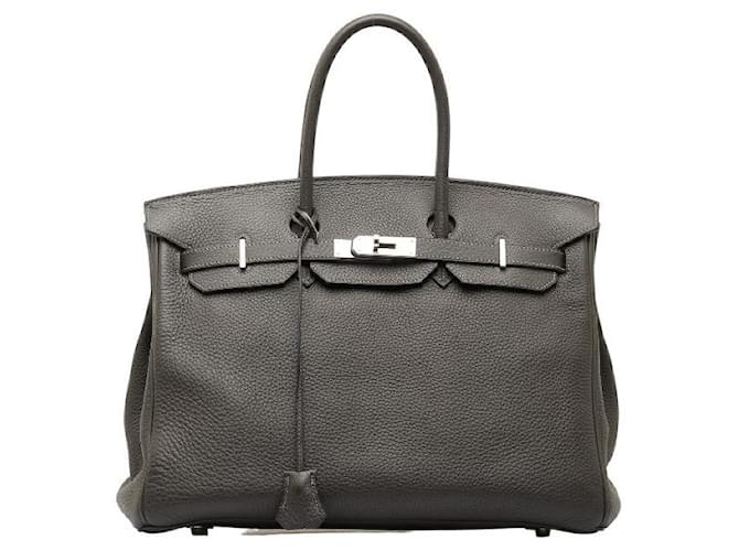 Hermès Hermes Birkin 35 Togo Handbag Gray in Very Good Condition Grey Leather  ref.1436983