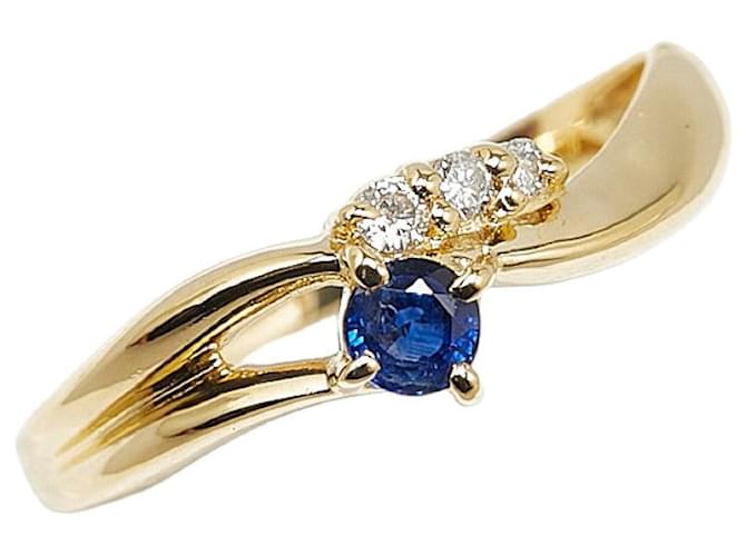 & Other Stories K18YG Yellow Gold Sapphire Diamond Ring 6.5 in Great Condition Golden Metal  ref.1436985