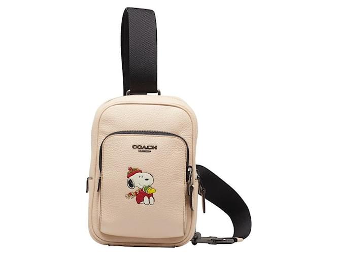 Sac à bandoulière Coach en cuir Snoopy Woodstock CE602 en excellent état Blanc  ref.1436988