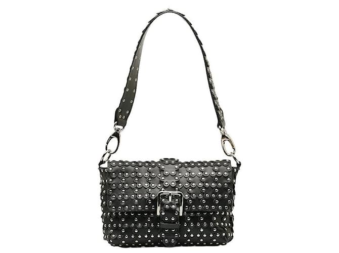 Bolso de mano de cuero Valentino con tachuelas en muy buen estado Negro  ref.1436989