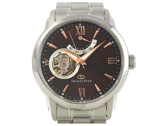 & Other Stories Montre automatique pour homme Orient Star avec réserve de marche, cadran marron, Acier inoxydable argenté en très bon état  ref.1437004