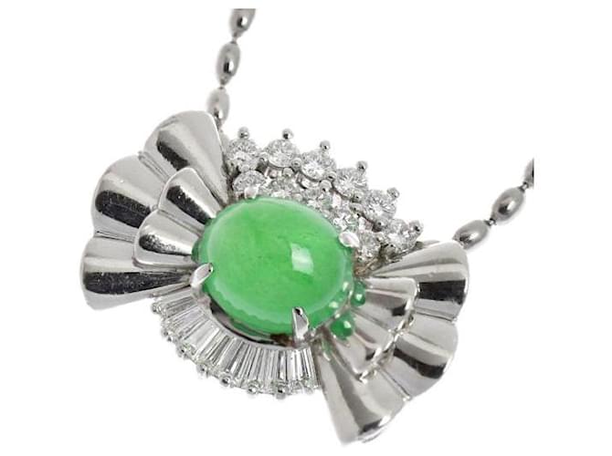 Autres bijoux & Other Stories Collier de Jade avec Platine Pt850, PT900, Jadéite 3.03ct, et diamant 0.63Collier en argent ct pour femme en excellent état Argenté  ref.1437067