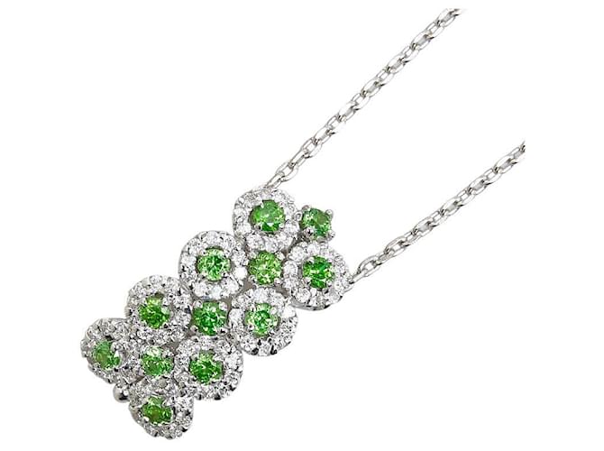 & Other Stories Pendentif en collier en or blanc K18WG avec grenat vert de 1,34 ct et diamant de 0,85 ct en excellent état Métal  ref.1437177