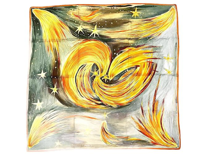 Hermès Hermes Silk 90x90 Scarf - Le Feu in Good Condition Multiple colors Cloth  ref.1437190