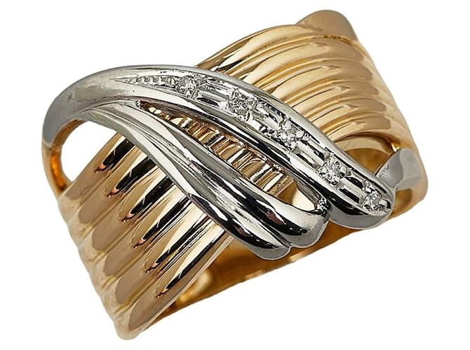 & Other Stories K18YG Yellow Gold Pt900 Platinum Diamond Wave Ring 9.5 in Excellent Condition Golden Metal  ref.1437262