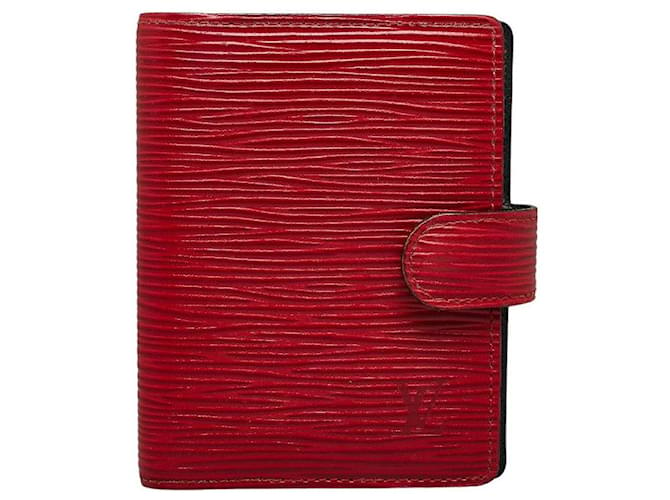 Couverture de carnet d'agenda mini Epi Louis Vuitton R20077 en cuir en très bon état Rouge  ref.1437424