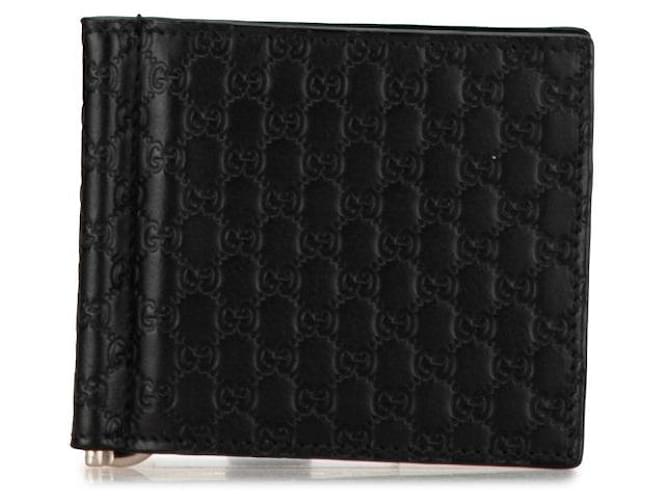 Gucci Microguccissima Leather Compact Wallet 544478 in Great Condition Black  ref.1437435