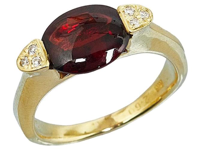 & Other Stories K18YG Yellow Gold Garnet 2.60ct Diamond 0.05ct Ring in Great Condition Golden Metal  ref.1437527