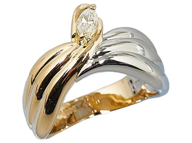 & Other Stories Anel de diamante em ouro amarelo K18YG e platina Pt900 6.5 em excelente estado Dourado Metal  ref.1437530