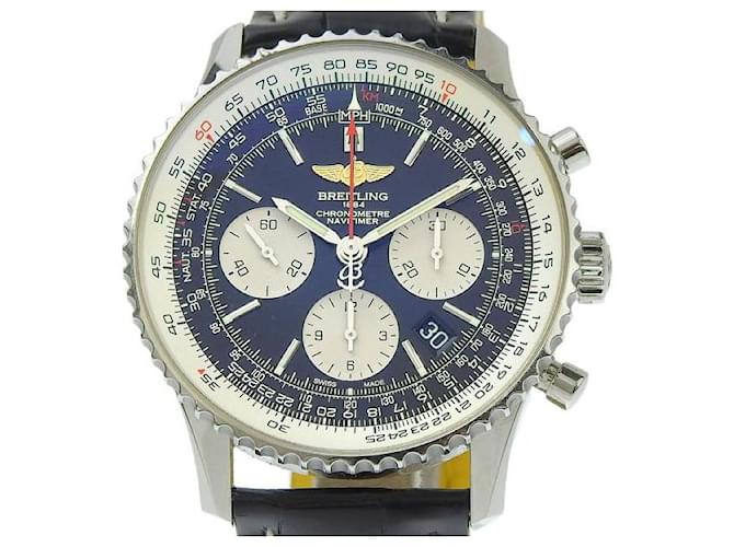 Breitling Navitimer - Reloj automático plateado para hombre con cronógrafo y función de fecha, En acero inoxidable y cuero [Usado] en muy buen estado Plata  ref.1437531