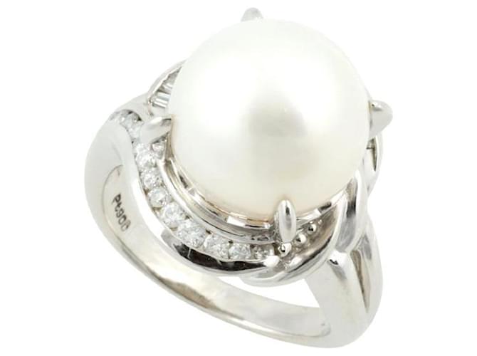 Other jewelry & Other Stories PT900 Platinum Ring for Women with Cultured White Pearl (12.3mm) & Diamond (0.37ct), Size 11  in Excellent Condition Silvery  ref.1437561