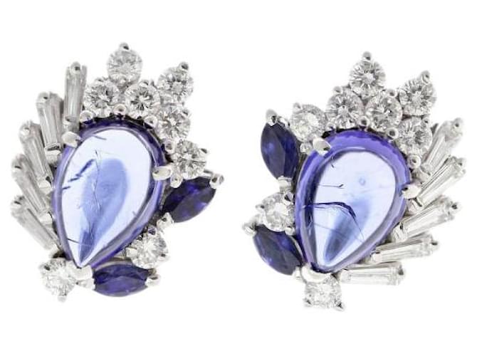 Autres bijoux & Other Stories Platine PT900 Boucles d'oreilles pour femmes avec Tanzanite (1.82ct), saphir (0.23ct) & Diamant de mêlée (0.49ct)  In excellent condition Argenté  ref.1437563