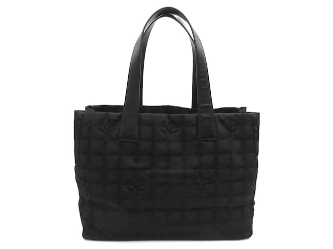 Chanel New Travel Line Tote Bag MM Canvas Tote Bag A15991 in Very Good Condition Black Cloth  ref.1437579