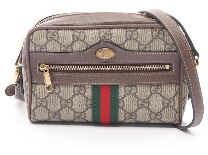 Sac à bandoulière Gucci GG Supreme Ophidia en toile en très bon état Marron  ref.1437623