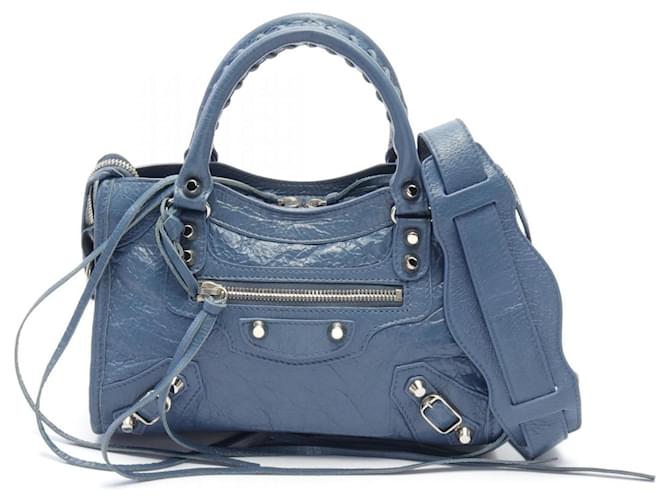 Balenciaga Classic Mini City Handbag Leather Handbag in Very Good Condition Blue  ref.1437631