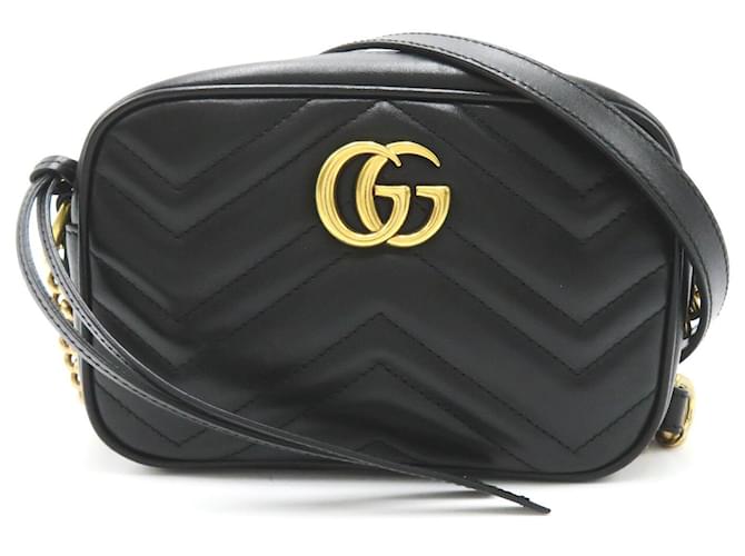 Gucci GG Marmont Mini Schultertasche aus Leder 448065 in gutem Zustand Schwarz  ref.1437637