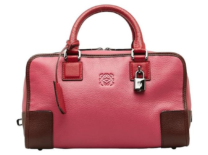 Loewe Anagram Amazona Leather Handbag Pink Red in Very Good Condition  ref.1437657