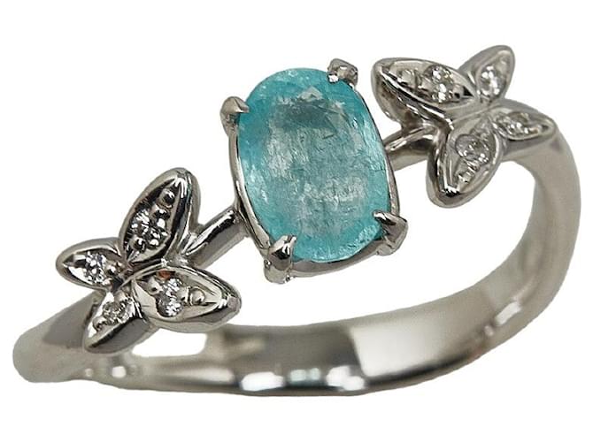 & Other Stories K18WG White Gold Paraiba Tourmaline 0.77ct Diamond 0.05ct Butterfly Ring in Great Condition Metal  ref.1437696