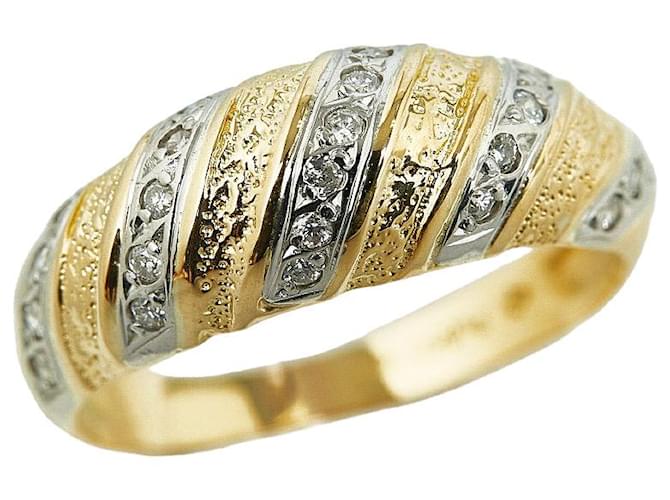 & Other Stories Anel de diamante em ouro amarelo K18YG e platina Pt850 12.5 em excelente estado Dourado Metal  ref.1437750