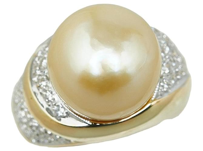 & Other Stories K18YG Yellow Gold White Pearl Diamond Ring 12.5 in Great Condition Golden Metal  ref.1437758