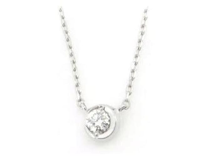 & Other Stories K18WG Diamond Moon Setting Necklace 0.04ct White Gold in Great Condition Silvery Metal  ref.1437874