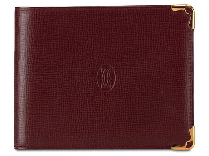 Cartier Must Line Leder Bifold Geldbörse in sehr gutem Zustand Rot  ref.1437964