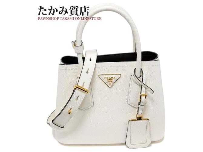 【VIPセール】PRADA プラダ トートバッグ 1BG443 Prada Leather Handbag 1BG443 White and Black in Pristine ref