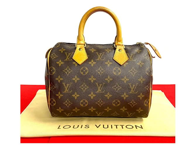 Sac à main Louis Vuitton Speedy 25 en toile en très bon état Marron  ref.1438190