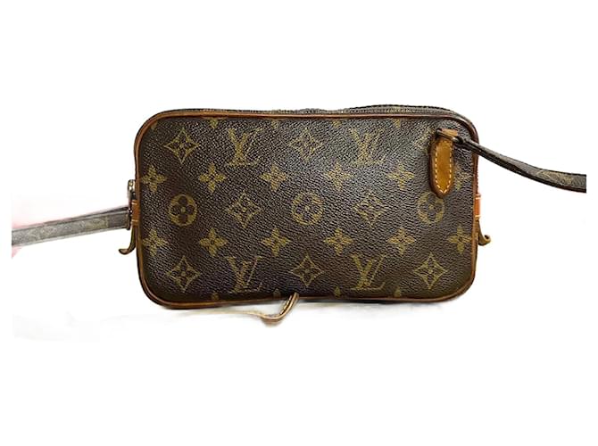 Louis Vuitton Pochette Marly Bandouliere Canvas Crossbody Bag M51828 in Very Good Condition Brown Cloth  ref.1438191