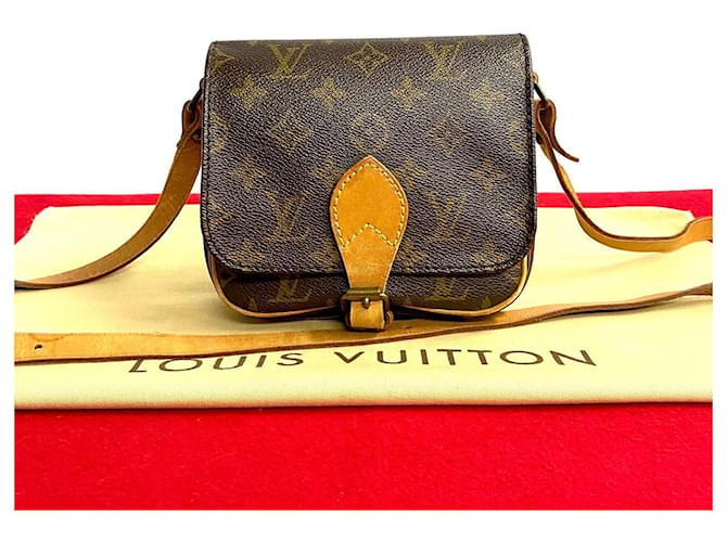 Louis Vuitton Mini Cartouchiere Canvas Shoulder Bag M51254 in Very Good Condition Brown Cloth  ref.1438252