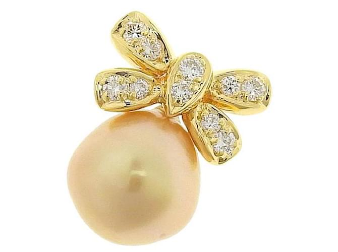 Other jewelry & Other Stories Natural Pearl Pendant, K18 Yellow Gold, South Sea White Pearl, Diamond Accents 0.28ct, Women's Pre-owned Accessory in Excellent Condition Golden  ref.1438261